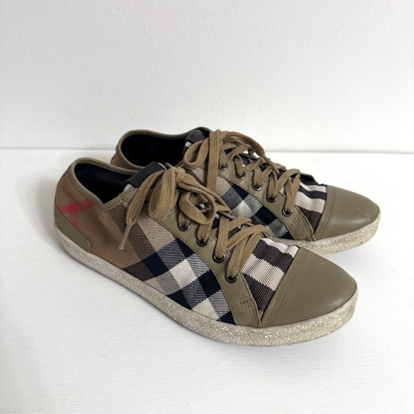 Burberry Nova Check Vulcanized Tan low cut Sneakers sz 39 US 9 Shoes - Picture 3 of 16